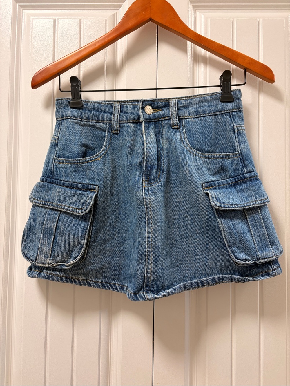 Fifty Percent 5/0 Denim Cargo Mini Skirt / Skort Navy